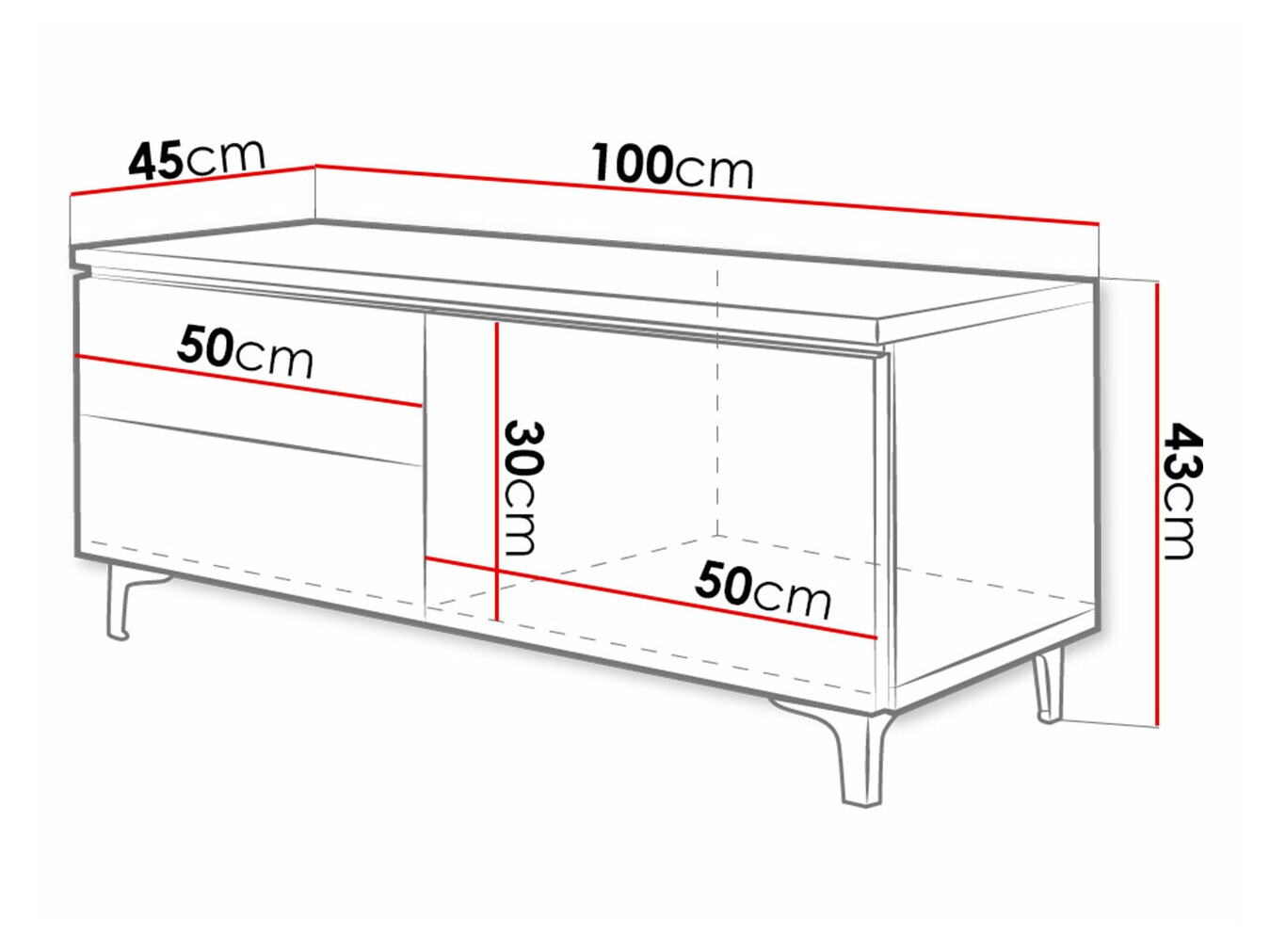 TV-bord Uva VI (Hvid + Blank sort)
