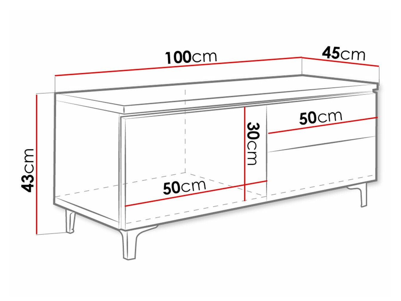 TV-bord Uva VI (Hvid + Blank sort)