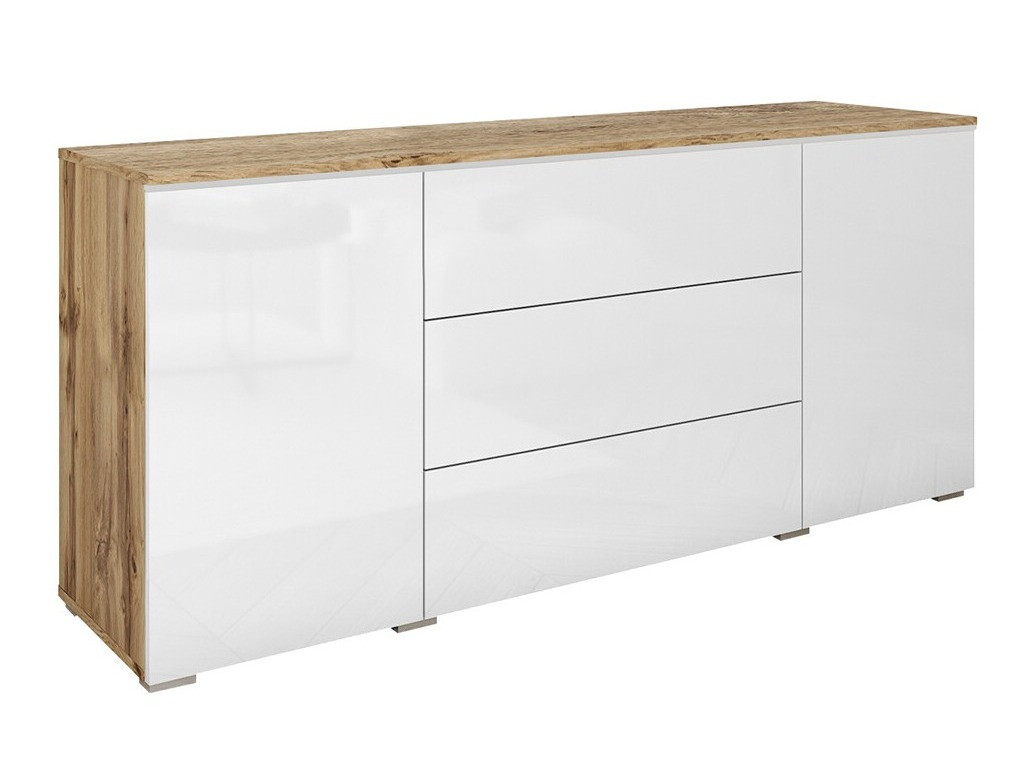 Kommode Mirfivo 102 (Wotan eg + Glansfuld hvid)