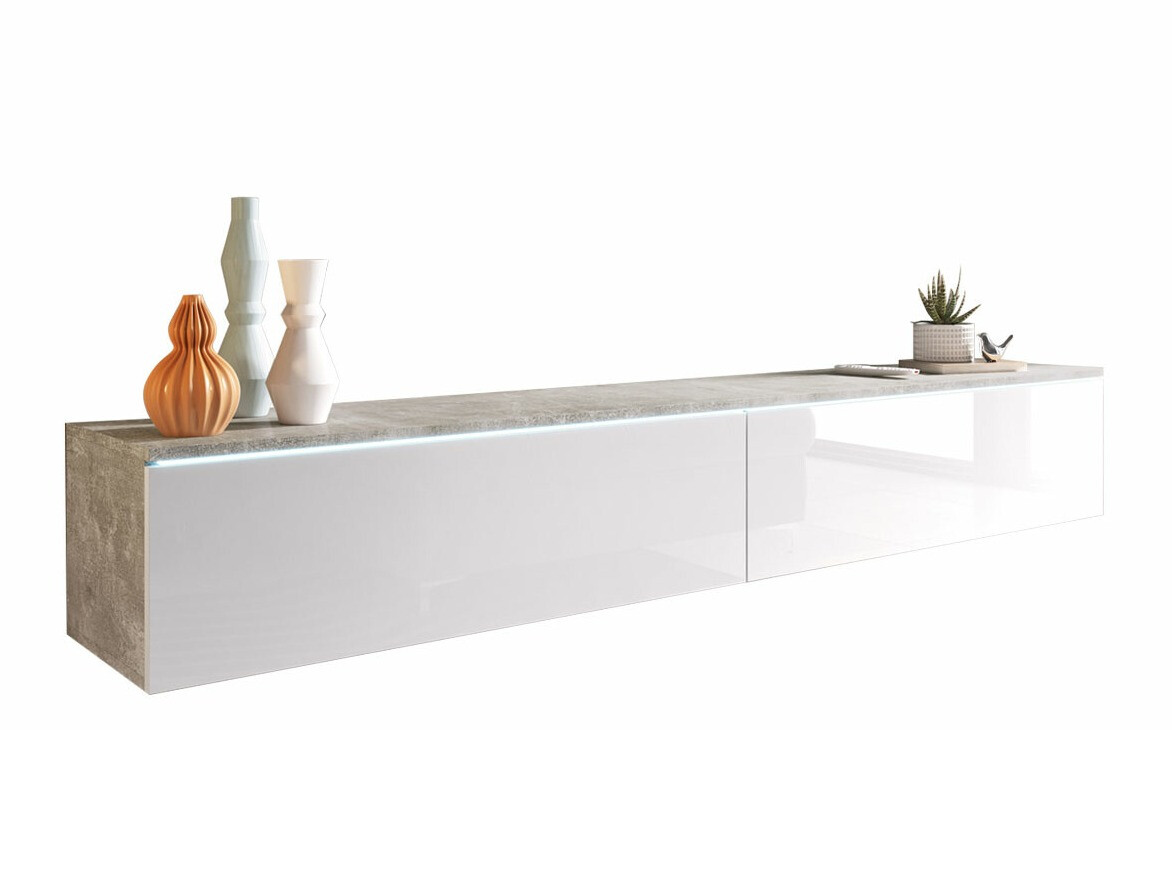 TV-bord Scientia I (Beton + Glansfuld hvid)