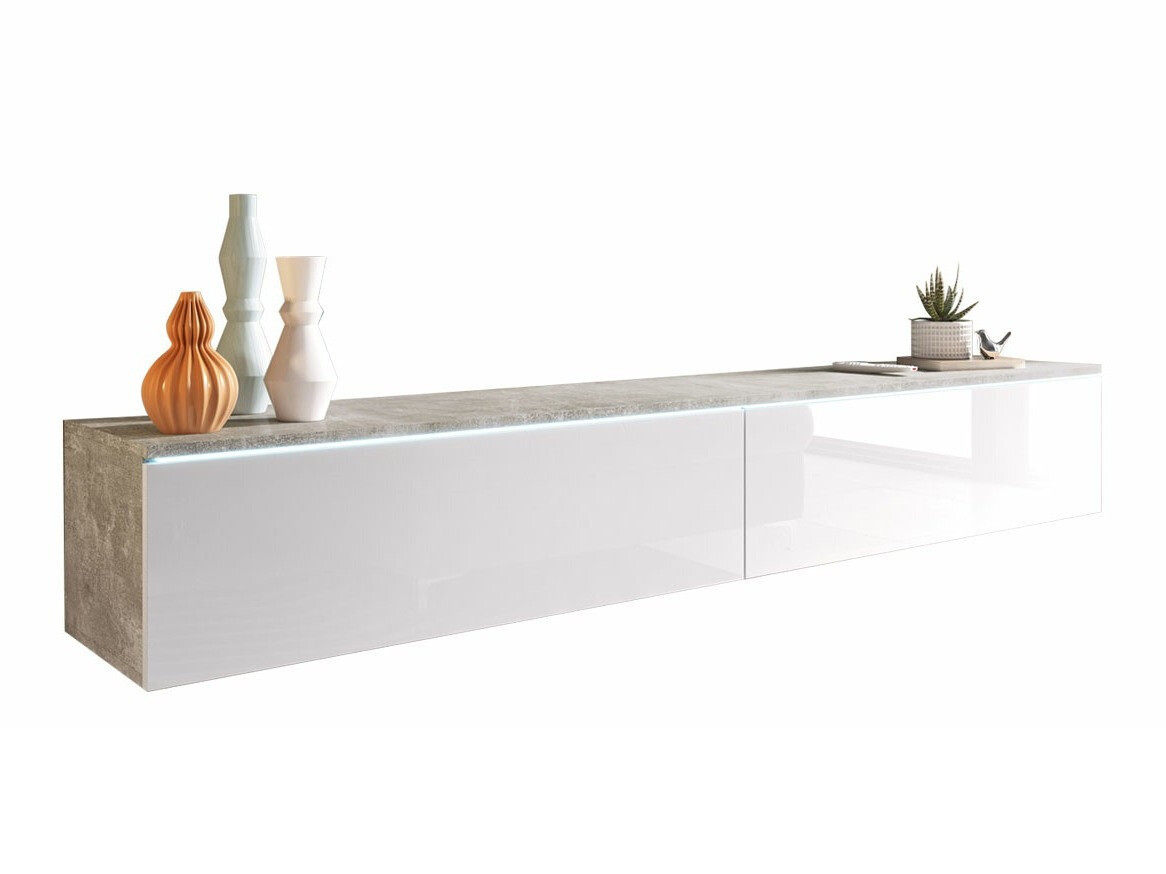 TV-bord Scientia I (Beton + Glansfuld hvid)