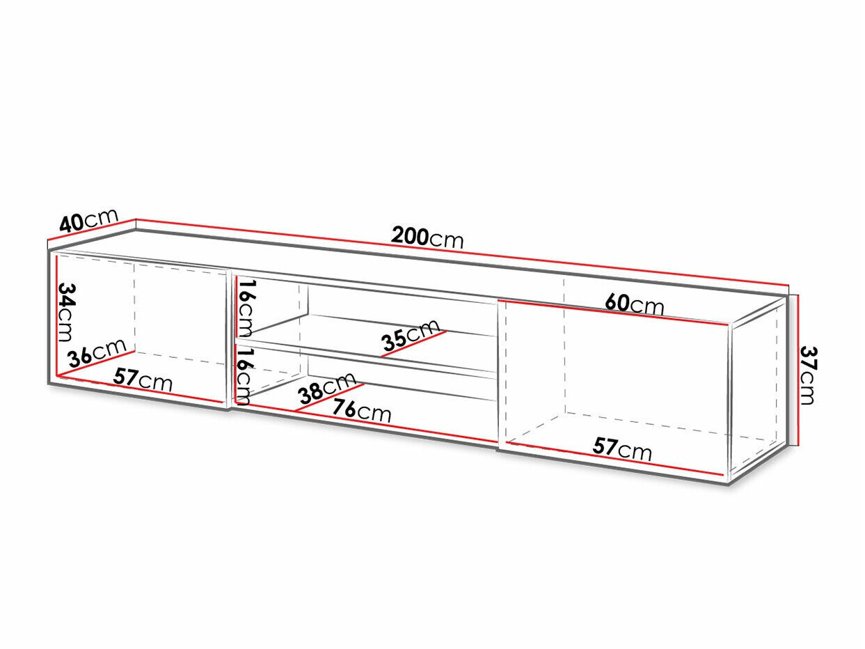 TV-bord Charlotte 164 (Hvid + Glansfuld hvid)