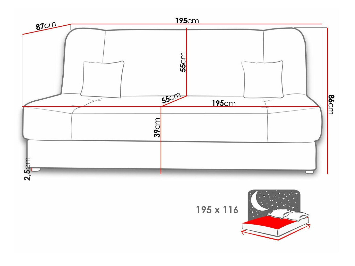 Sovesofa Comfivo 124 (Alova 04 + Alova 71)