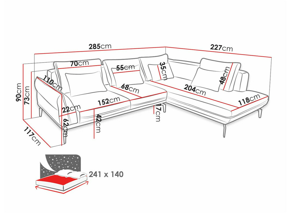 Hjørnesofa Lincoln 159 (Monolith 37)