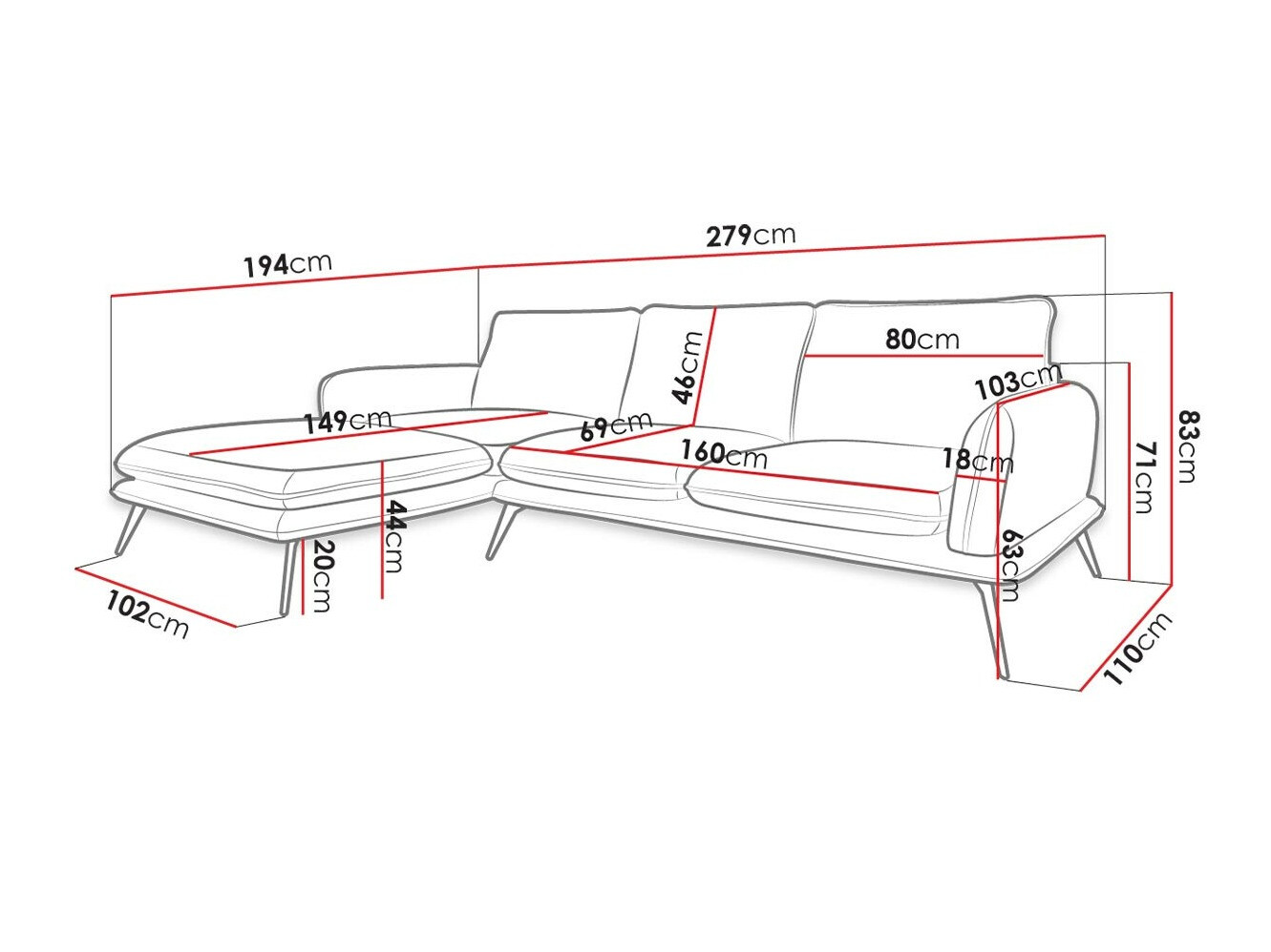 Hjørnesofa Evarveni 101 (Zetta 291)