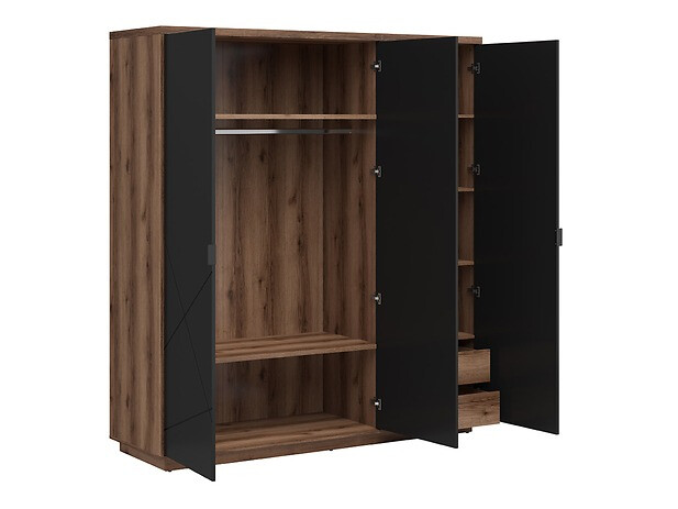 Garderobeskab Fivale 116 (Mørk Delano eg + Mat sort)