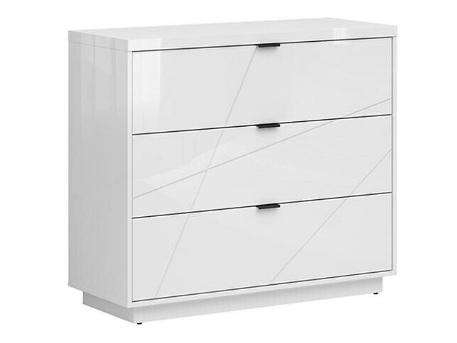 Kommode Fivale 118 (Glansfuld hvid + Hvid)