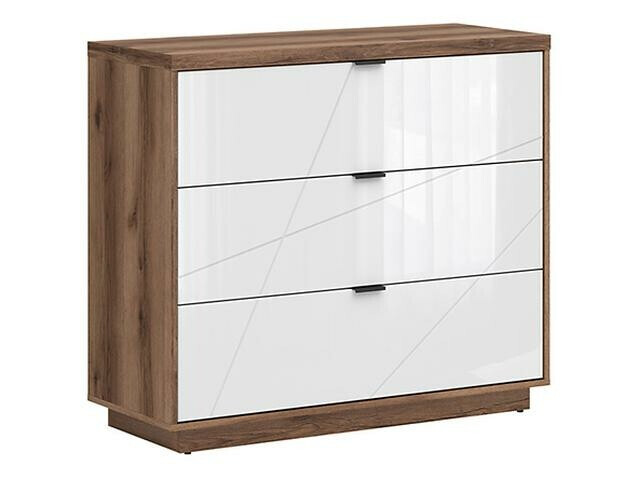 Kommode Fivale 118 (Mørk Delano eg + Glansfuld hvid)