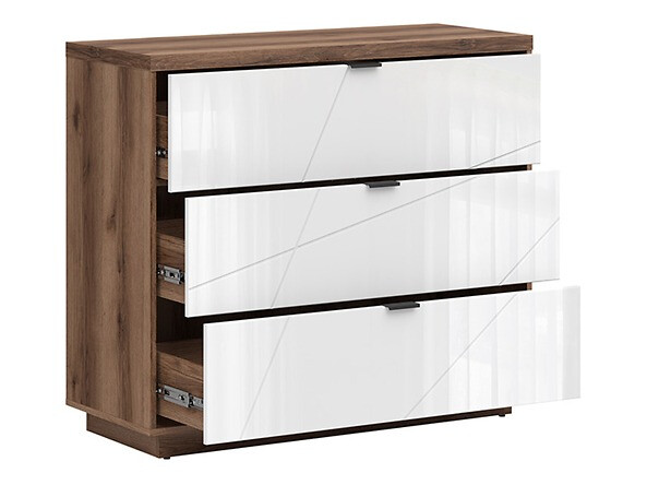 Kommode Fivale 118 (Mørk Delano eg + Glansfuld hvid)