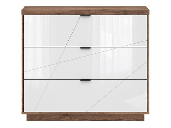 Kommode Fivale 118 (Mørk Delano eg + Glansfuld hvid)