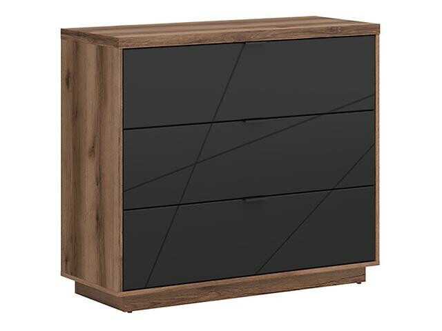 Kommode Fivale 118 (Mørk Delano eg + Mat sort)