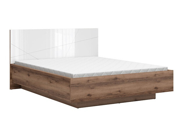 Seng Fivale 122 (Mørk Delano eg + Glansfuld hvid)