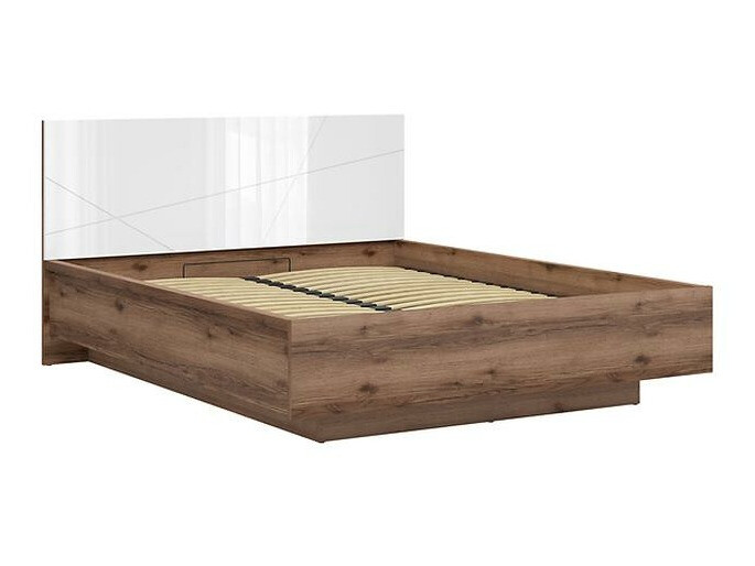 Seng Fivale 122 (Mørk Delano eg + Glansfuld hvid)