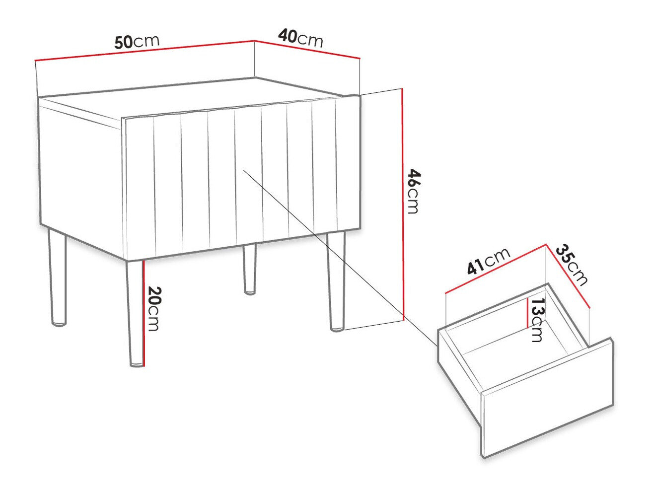 Sengebord Merced 135 (Blank sort + Sort)