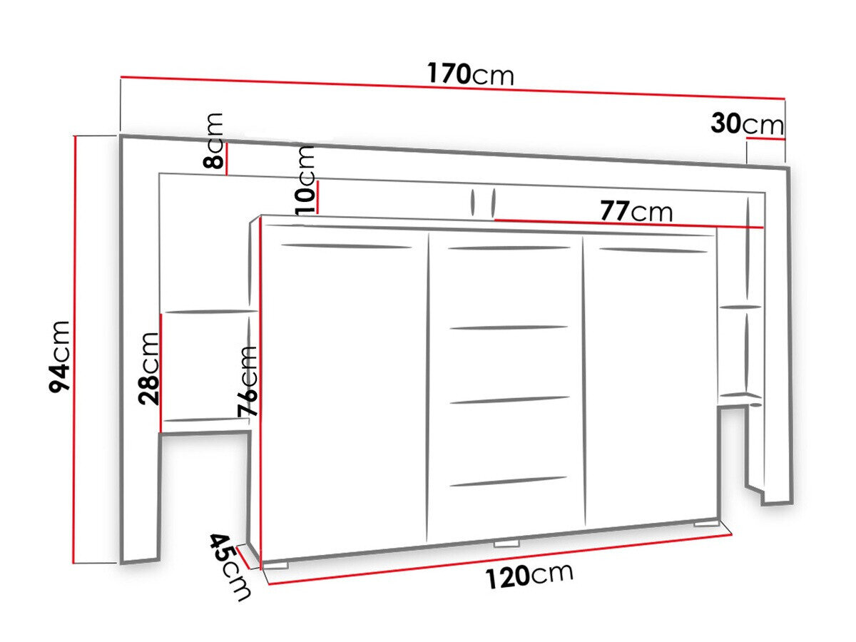 Kommode Nashville 106 (Hvid + Blank sort)