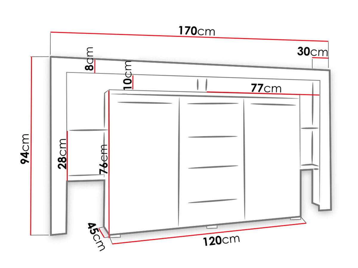 Kommode Nashville 106 (Hvid + Gloss grå)