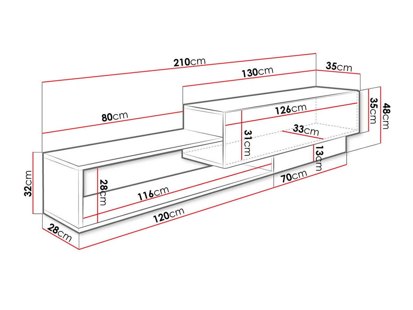TV-bord Utica 117 (Sort + Wotan eg)