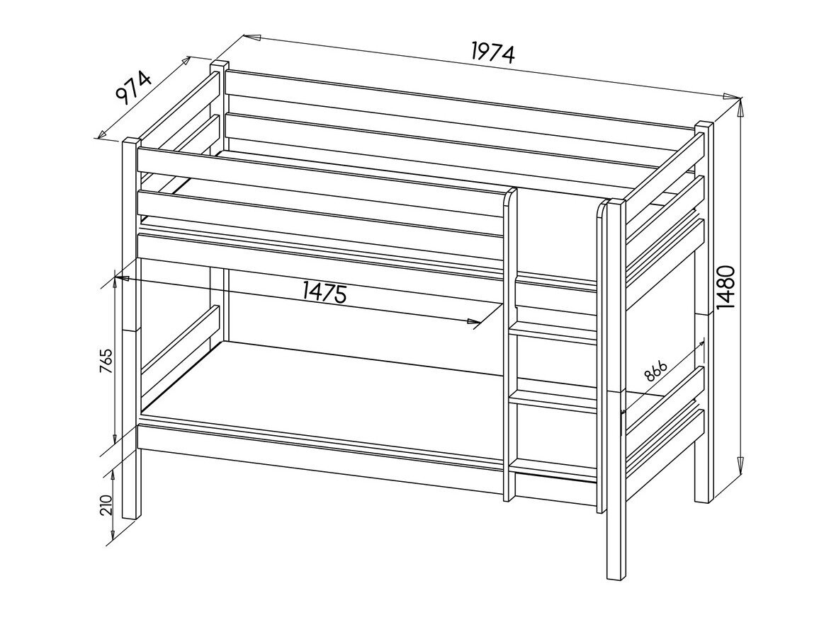 Køjeseng Ogden 163 (Antracit)