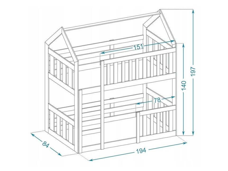 Køjeseng Aurora 175 (Fyrretræ)