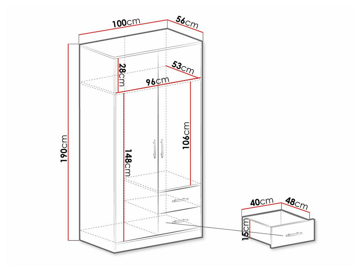 Garderobeskab Cavmero 105 (Antracit)