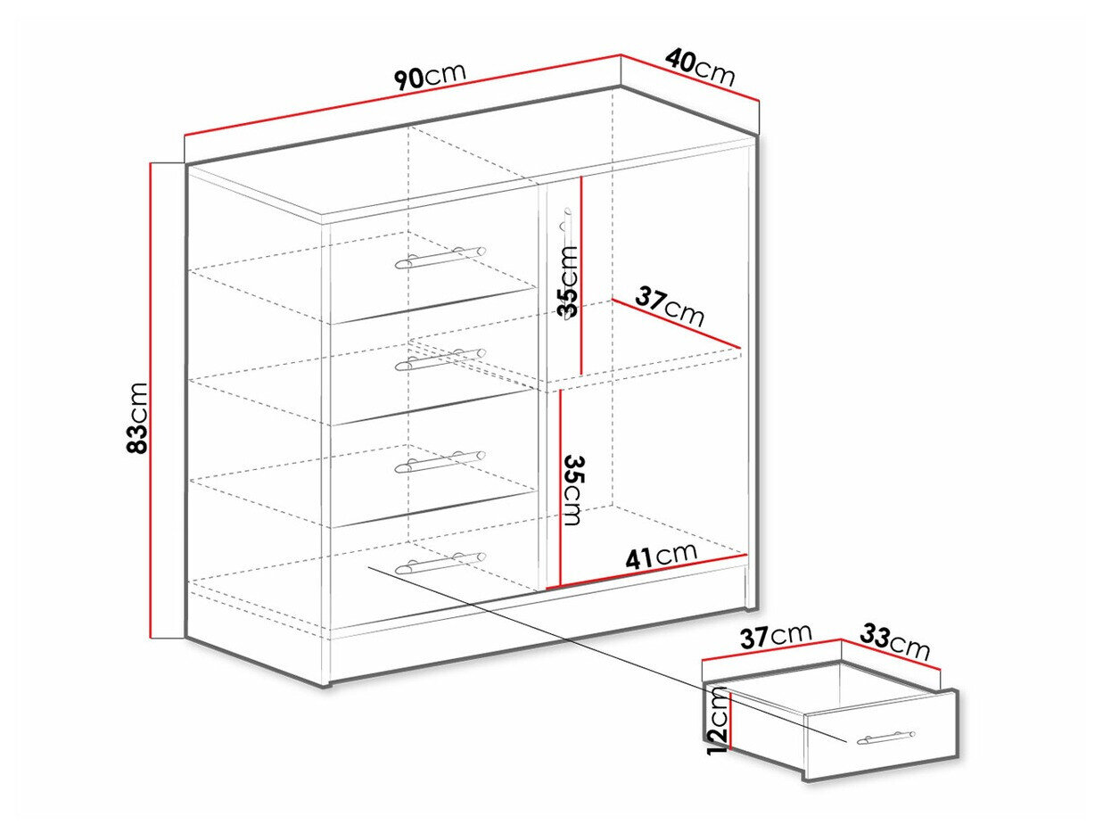 Kommode Cavmero 108 (Sonoma eg + Hvid)