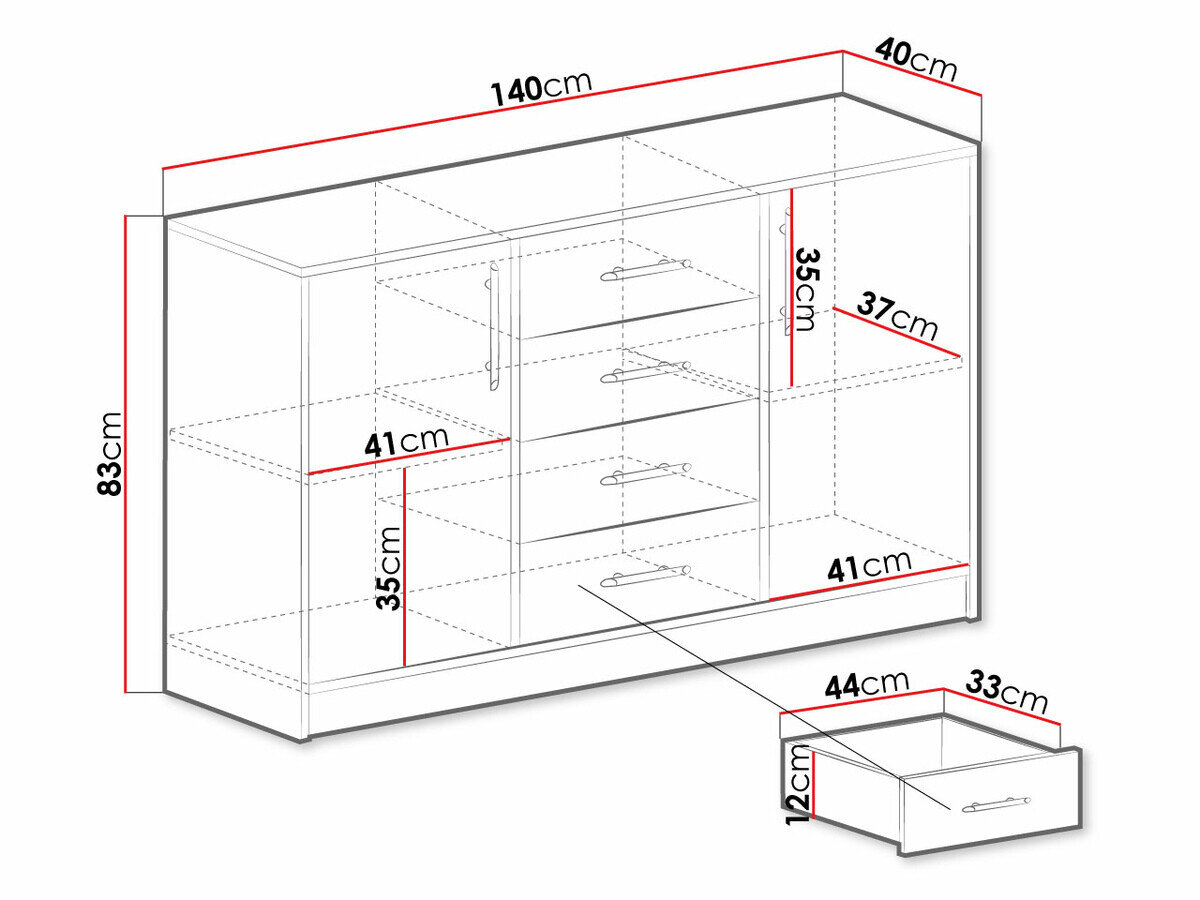Kommode Cavmero 109 (Antracit)
