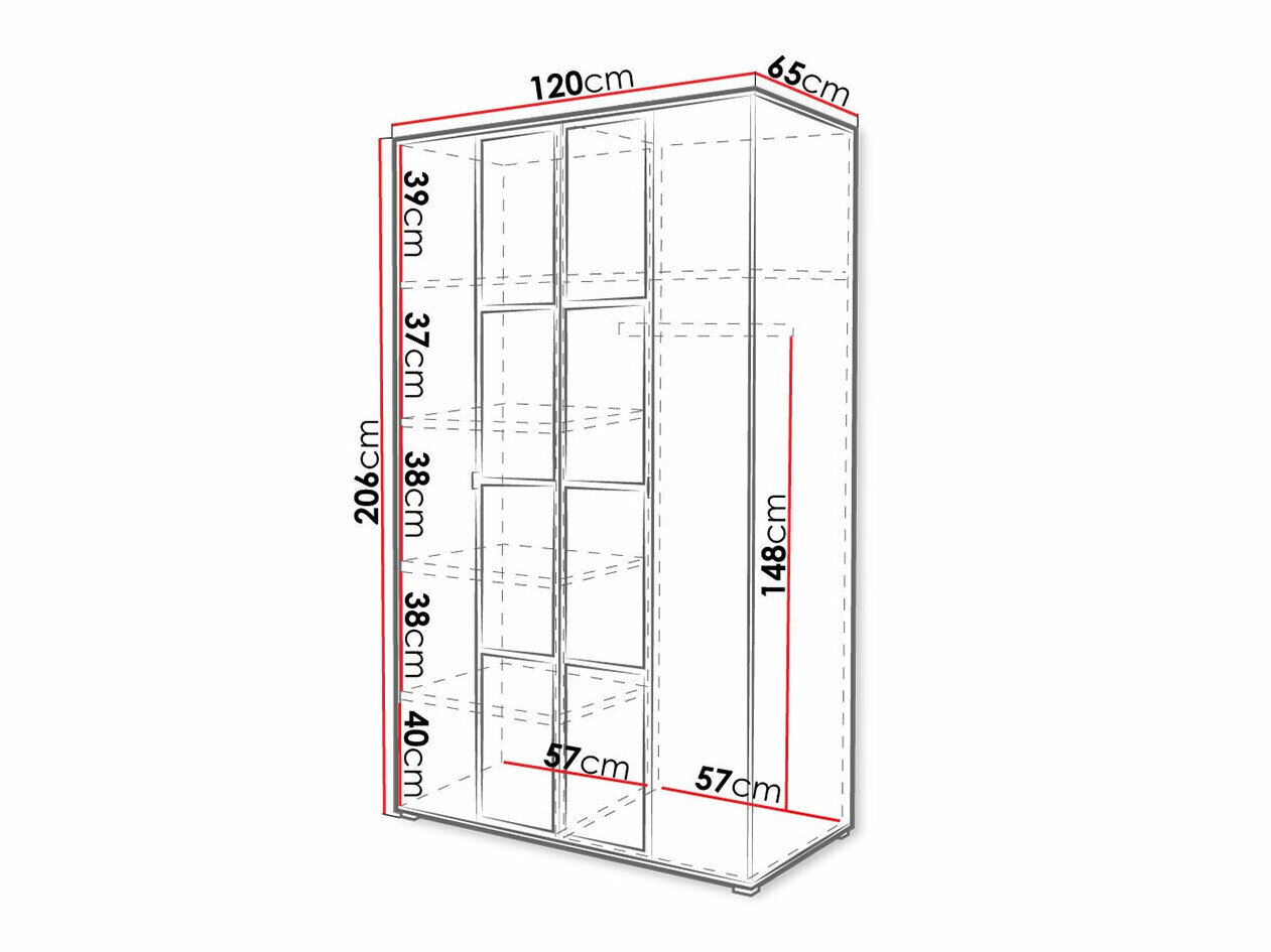 Garderobeskab Toledo 117 (Artisan eg + Sort)