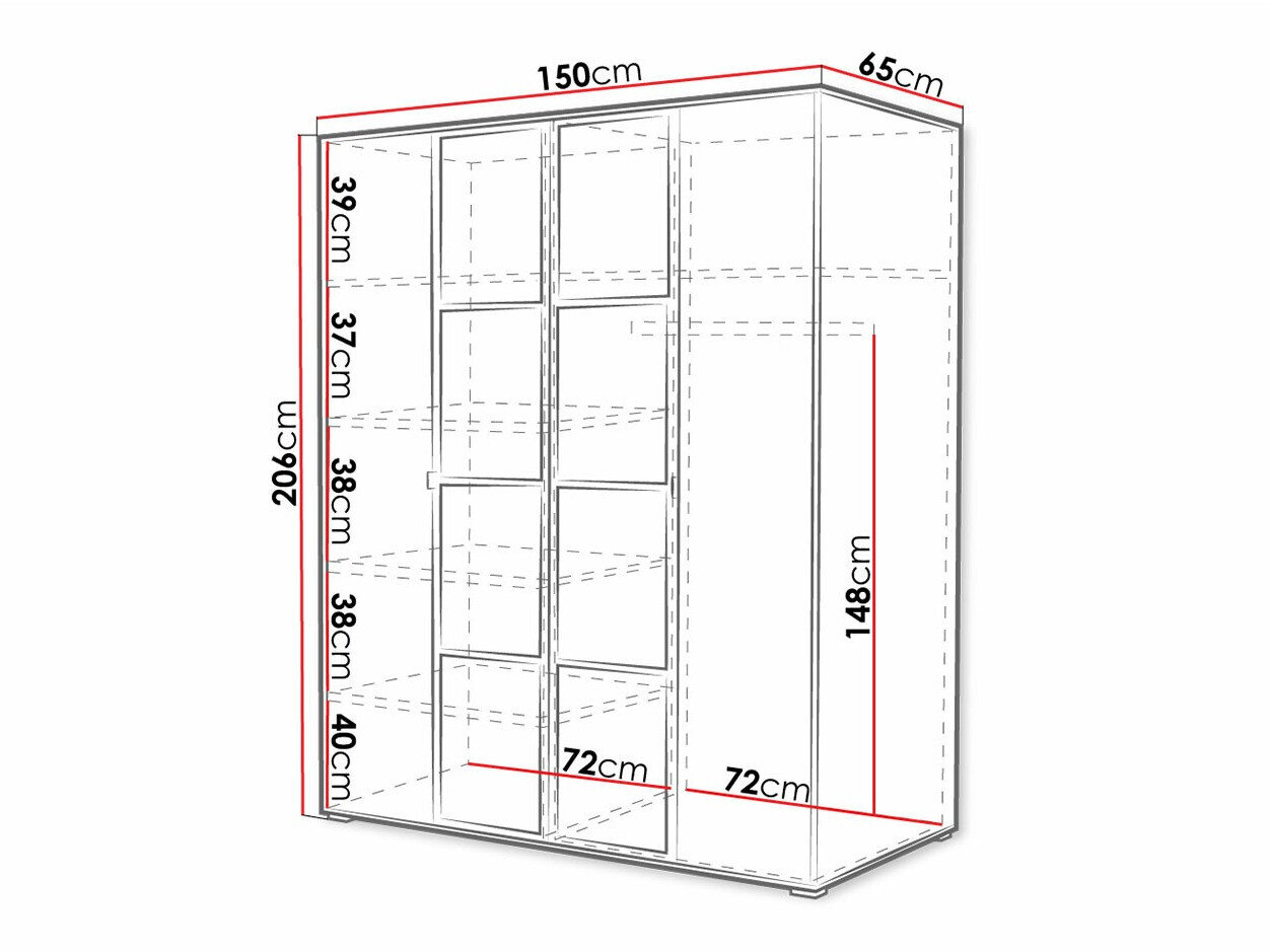 Garderobeskab Toledo 117 (Artisan eg + Sort)