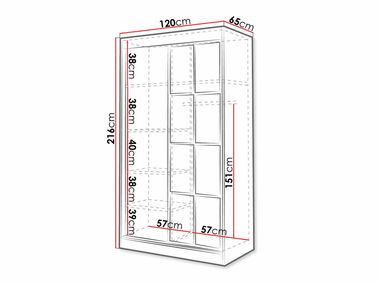 Garderobeskab Toledo 118 (Artisan eg + Sort)