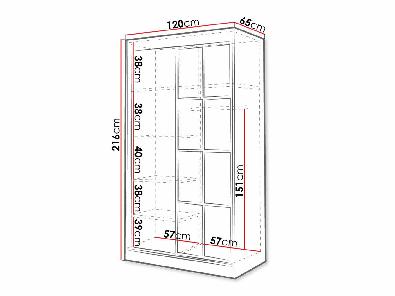 Garderobeskab Toledo 118 (Hvid + Sort)