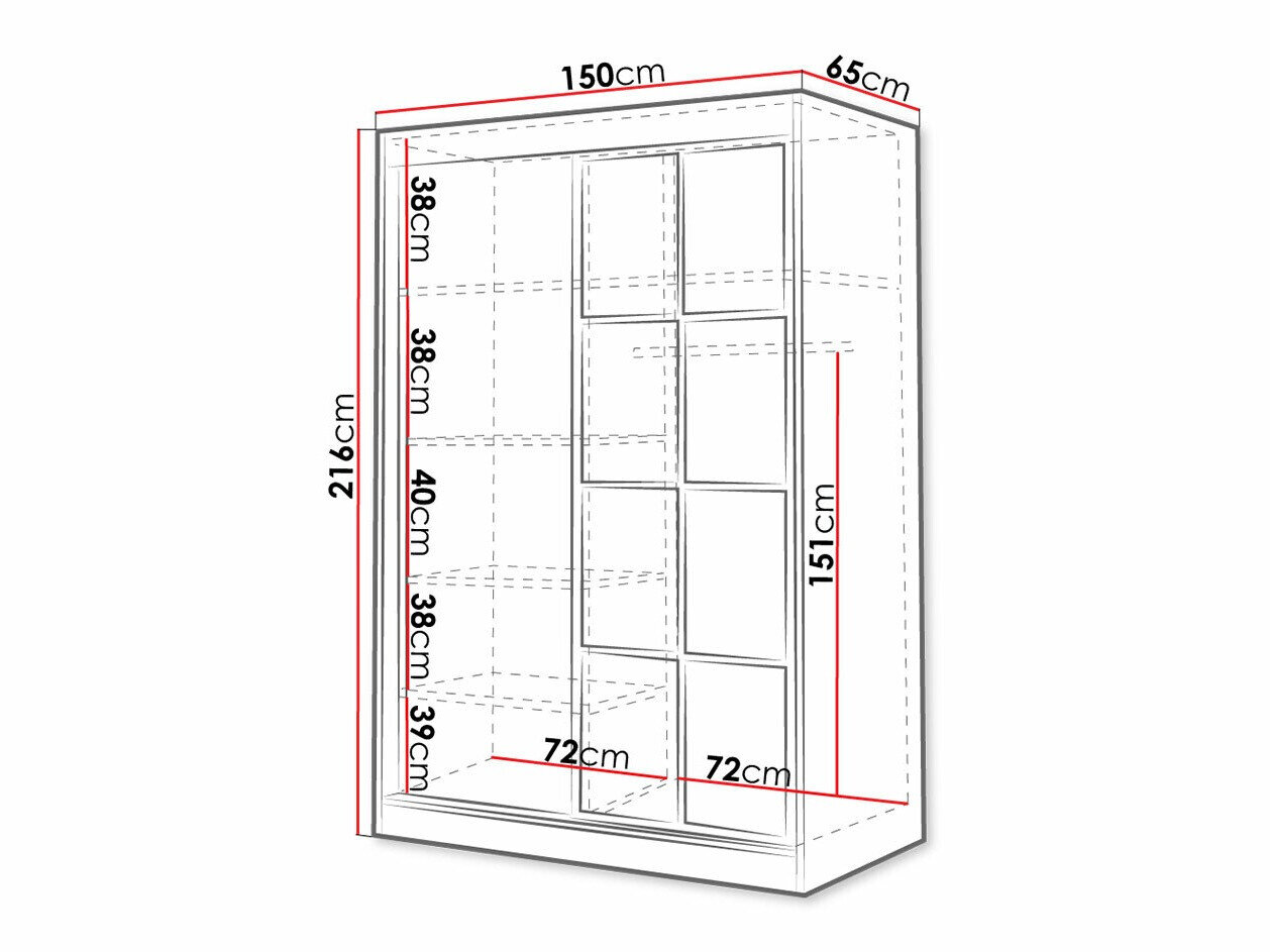Garderobeskab Toledo 118 (Hvid + Sort)