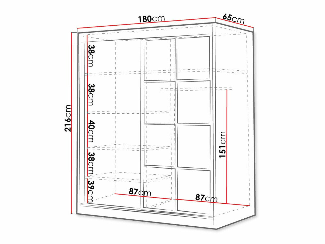 Garderobeskab Toledo 118 (Hvid + Sort)