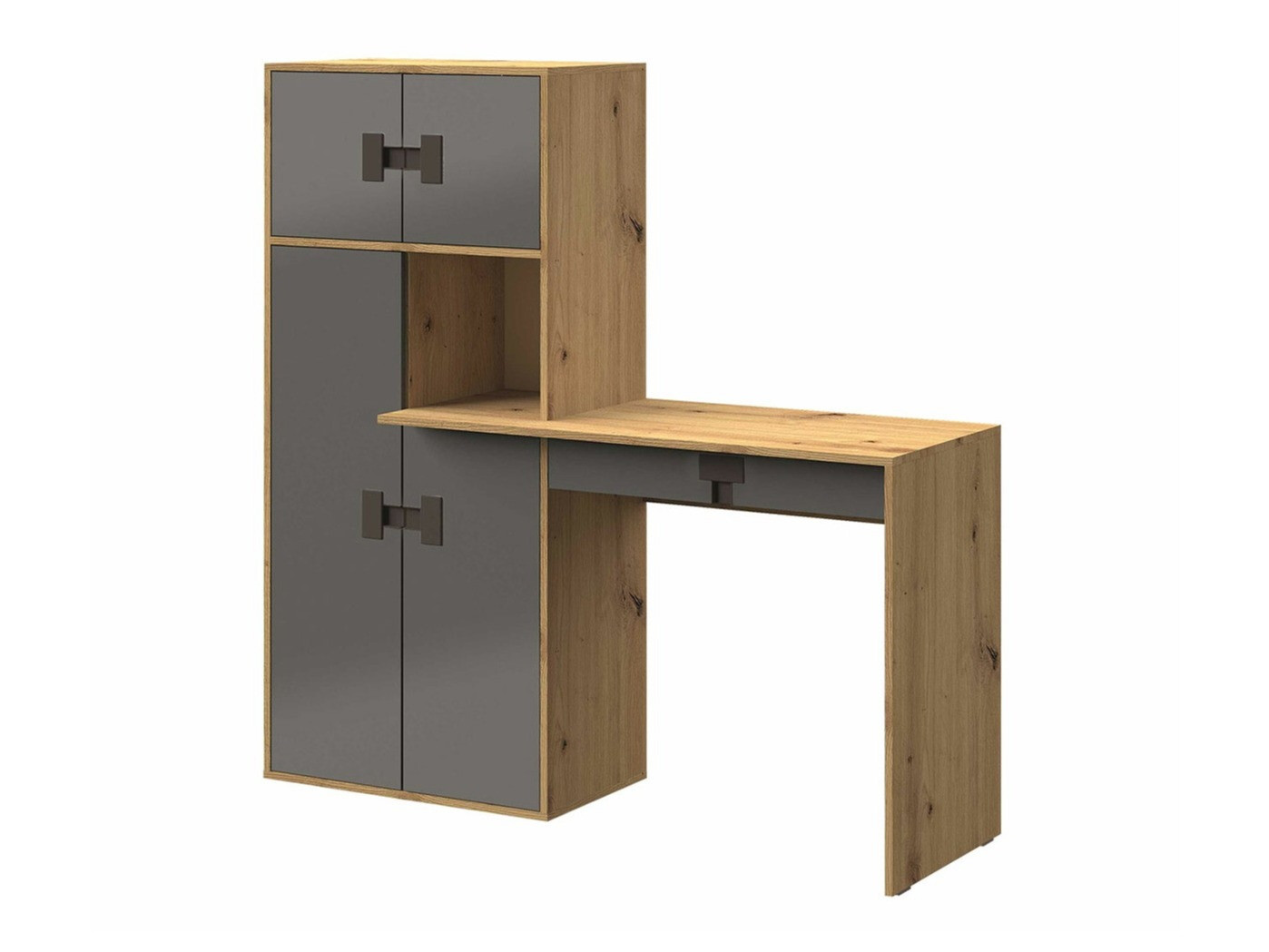 Skrivebord Florevi 101 (Glansfuld grå + Artisan eg)