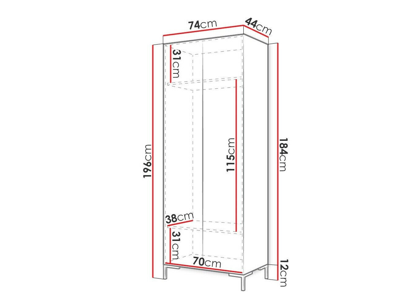 Garderobeskab Tivsoa 110 (Hvid + Gylden)
