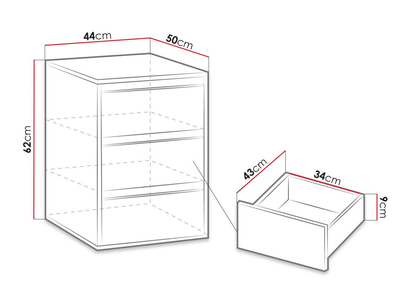 Skuffesektion Catromi 124 (Hvid)