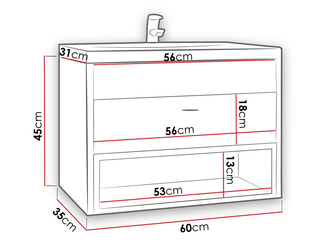 Vægbadeværelsesskab til håndvask Baltesi 118 (Artisan eg + Sort)