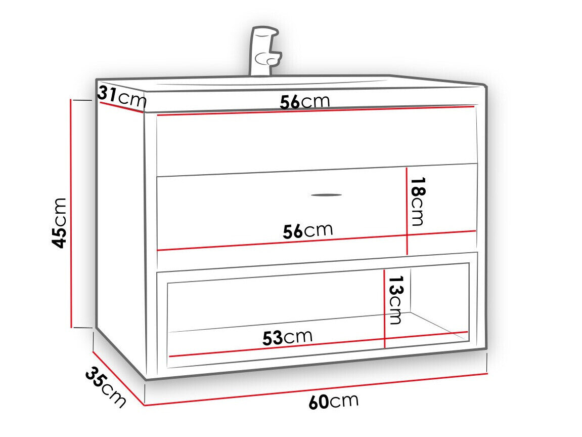 Vægbadeværelsesskab til håndvask Baltesi 118 (Hvid + Artisan eg)