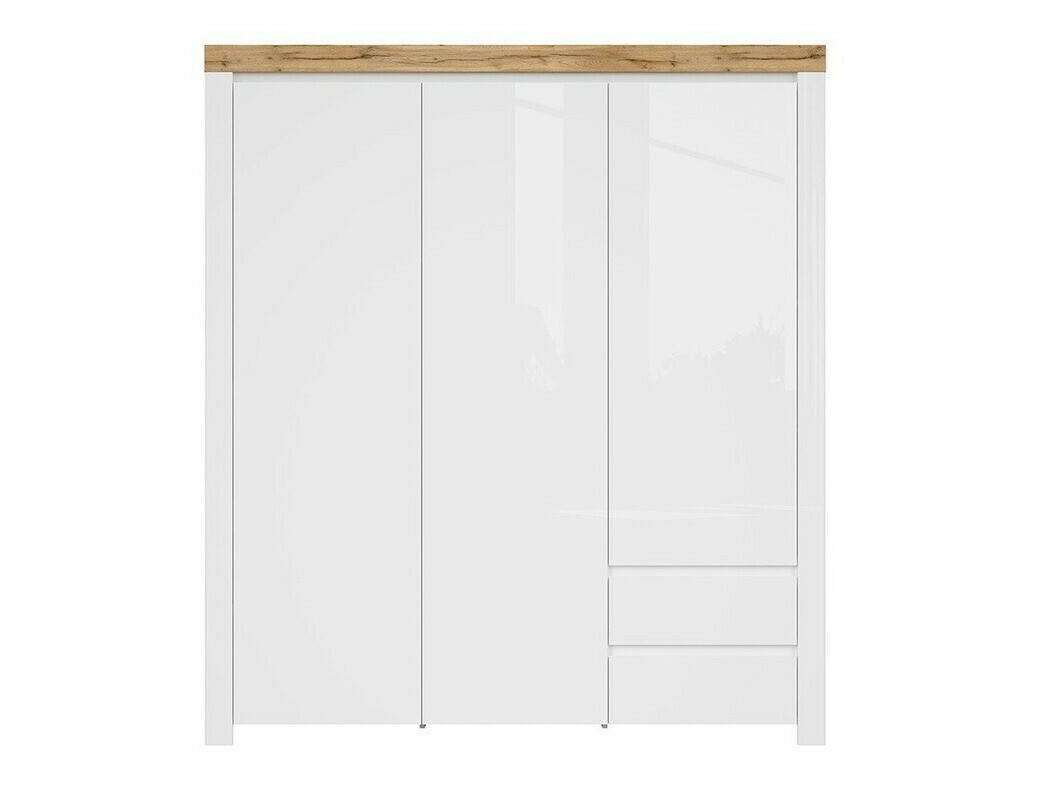 Garderobeskab Sonsoru 120 (Hvid + Glansfuld hvid + Wotan eg)