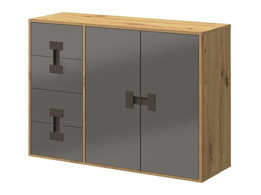 Kommode Florevi 102 (Glansfuld grå + Artisan eg)