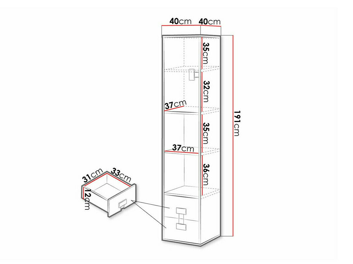Reol Florevi 111 (Mat hvid + Artisan eg)