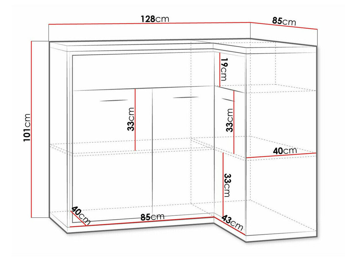 Hjørne kommode Etrmoni 106 (Lyst træ)