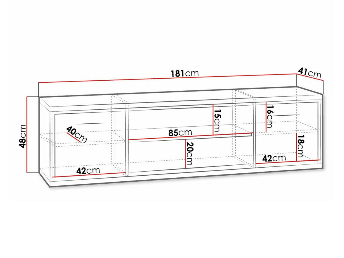 TV-bord Etrmoni 111 (Lyst træ + Egetræ)