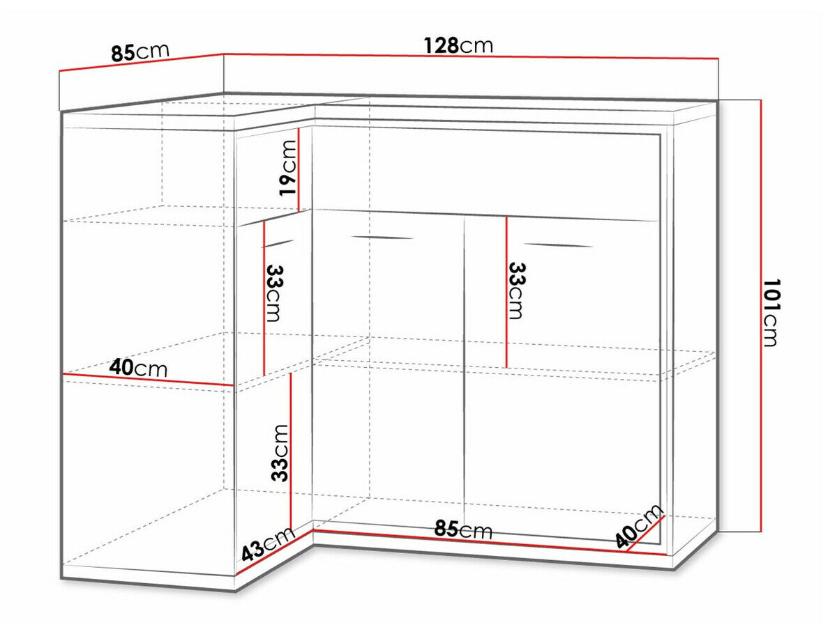 Hjørne kommode Etrmoni 121 (Lyst træ)