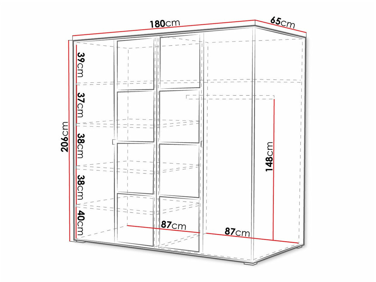 Garderobeskab Toledo 117 (Artisan eg + Sort)