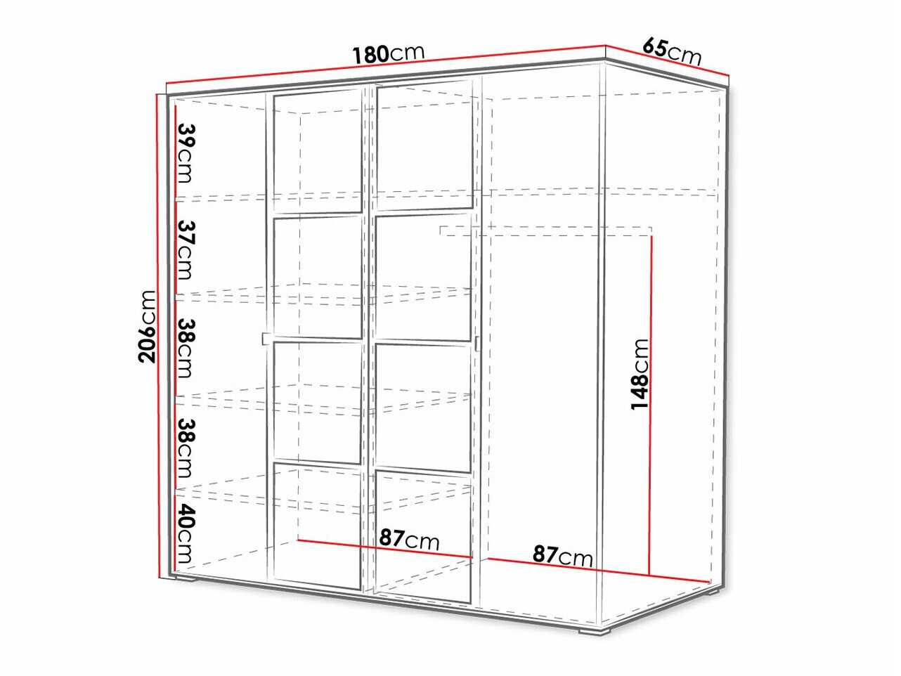 Garderobeskab Toledo 117 (Hvid + Sort)