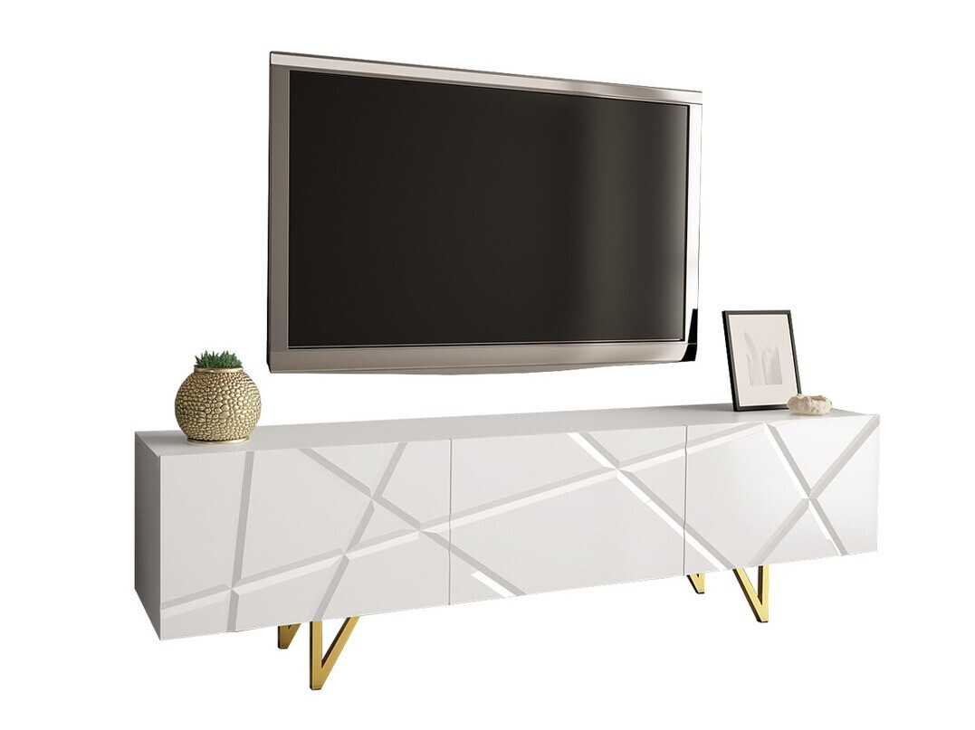 TV-bord Audis (Hvid + Glansfuld hvid)