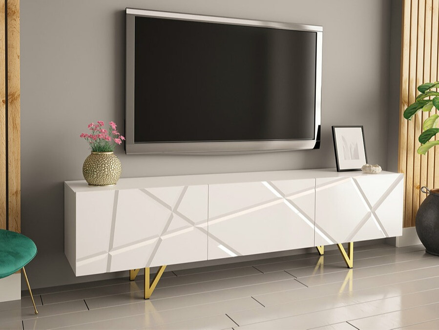 TV-bord Audis (Hvid + Glansfuld hvid)