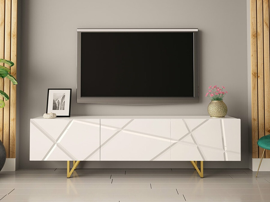 TV-bord Audis (Hvid + Glansfuld hvid)