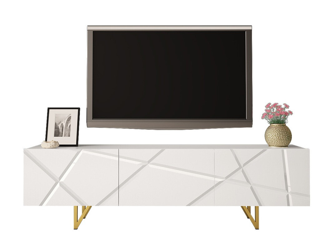 TV-bord Audis (Hvid + Glansfuld hvid)
