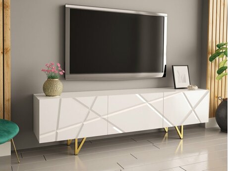 TV-bord Mavmave 100 (Hvid + Glansfuld hvid)